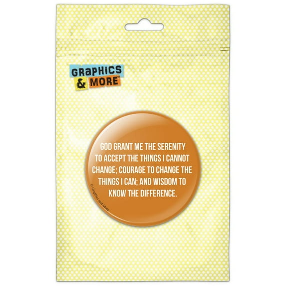 Serenity Prayer San Serif White on Orange Pinback Button Pin Badge