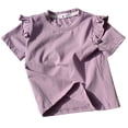 thumbnail image 3 of Eltusu Girls Cotton T-Shirts, Soft Crewneck Short Sleeve Solid Color Summer Kids Tee Purple Size 8 T, 3 of 4