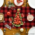 thumbnail image 4 of Red and Black Buffalo Plaid Gnome Believe Snowflakes Christmas Table Runner, Seasonal Winter Holiday Kitchen Dining Table Decoration for Home Party Decor 13x72 Inch, 4 of 6