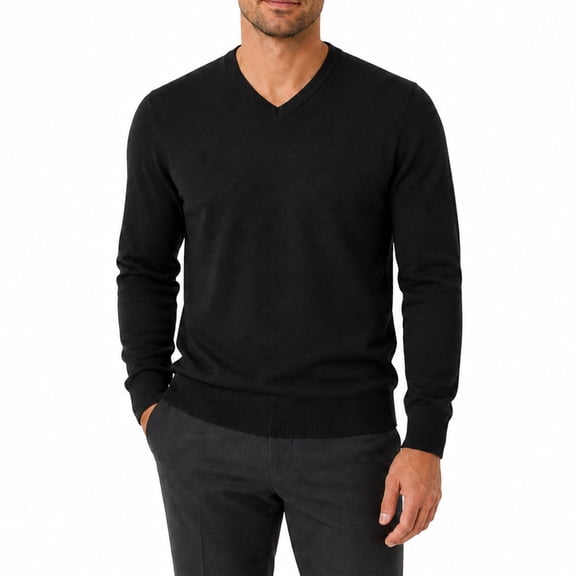 AZoiNM Men's V Neck Sweater, Soft Lightweight Long Sleeve Knit Pullover, Classic Solid Color Business Casual Sweater for Work, Office, Layering