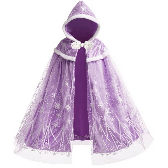 PURFEEL Girls Princess Velvet Cape Kids Hooded Play Cloak Girls Warm Cape 2-10Years