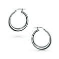 thumbnail image 2 of Bling Jewelry Womens Crescent Tube Hollow Hoop Earrings Sterling Silver Hinged Notched Post 1.25 Inch, 2 of 5