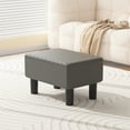 thumbnail image 2 of VECELO Small Footstool Ottoman, PU Leather Footrest with Legs, Rectangle Padded Seat for Living Room Bedroom, Gray, 2 of 7