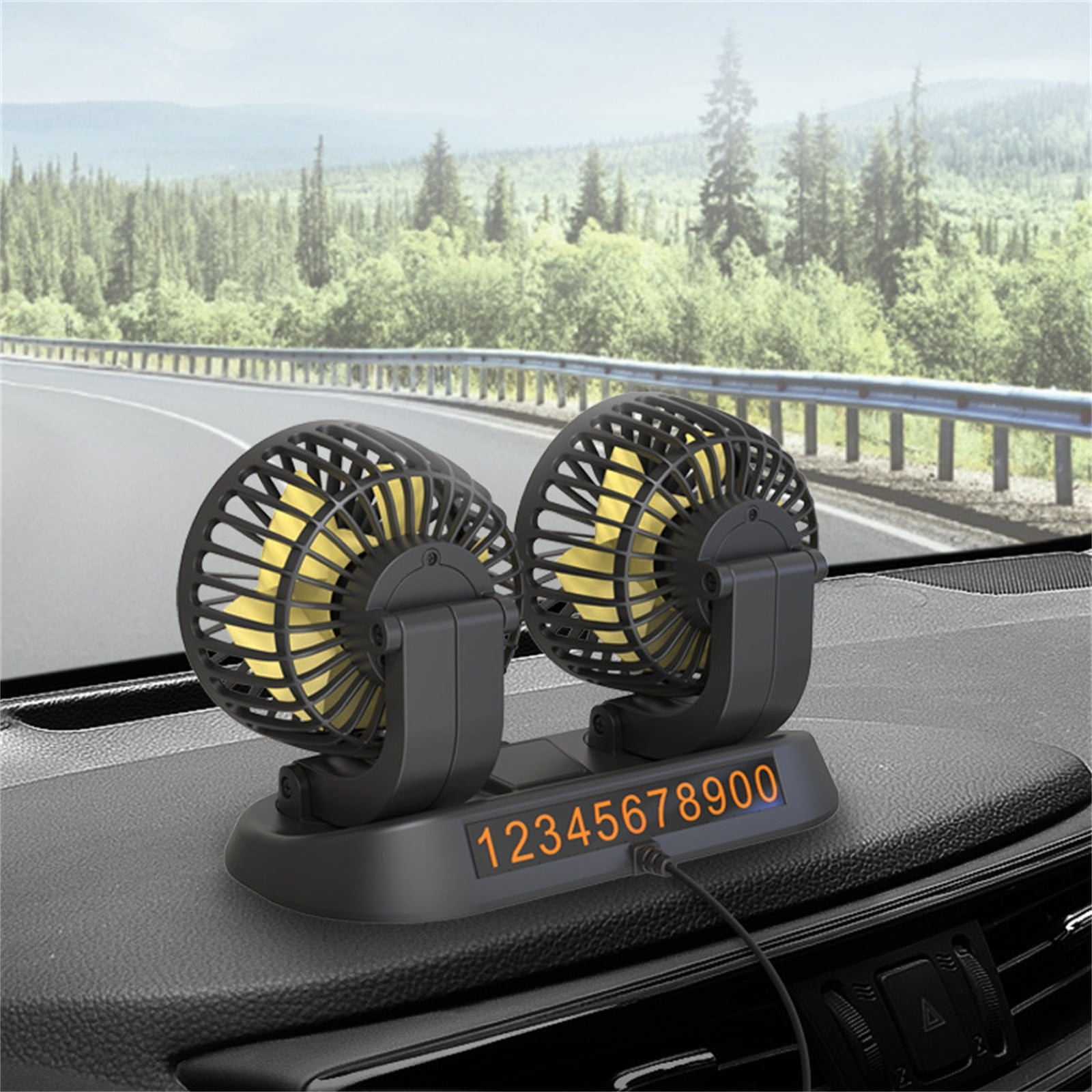 Car Fans That Blow Cold Air USB, Dual Head USB Fan for Car, Portable Vehicle Cooling Fan with LED Lights - 2 Speeds, 360° Rotation For/Home/Office/Car Dashboard Suv, Rv, Truck, Sedan, USB Powered