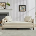 thumbnail image 2 of 75.2'' Wide Chenille Chaise Lounge with 4 Throw Pillows, Sleeper Sofa Bed with Copper Nail Design & 2 Blosters, Daybed Bench with Center Legs & Thicken Seat Cushion for Living Room, Apartment, Beige, 2 of 7