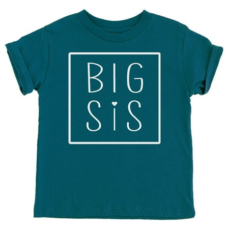 

Olive Loves Apple Big Sis Square Sibling Reveal Announcement Shirt for Baby and Toddler Girls Sibling Outfits Oceanside Shirt 4T