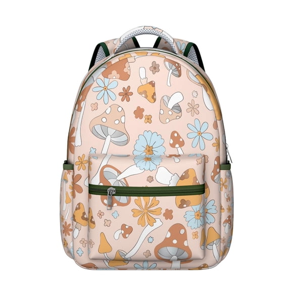 Sac à Dos d'École Champignons de la Forêt Bohème Vintage Forêt Magique et Conte de Fées Design Champignon Sac Esthétique Psychédélique