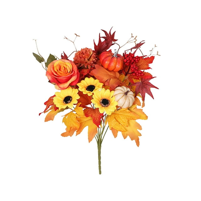 Silk Sunflower Artificial Flower Bouquet for Home Decoration with Maple Leaf Accents 43 cm Tall