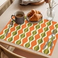 thumbnail image 3 of Orange Green Moire Placemats Set of 6 Contemporary Geometric Abstract Place Mats Indoor Wipeable Table Mats Washable Cloth Dining Table Placemats for Kitchen Holiday Party Home Decor 13x19 Inch, 3 of 9