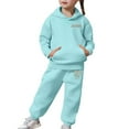 thumbnail image 7 of RTKFRFLM Kids Toddler Boys Girls Long Sleeve Solid Warm Hoodie Pullover Tops Pants Kids Outfits Sweat Suit Clothing Sets,Size 2-3 Years, 7 of 7
