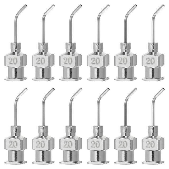 12 Pcs 20G 0.51 Inch Bent Blunt Tip Dispensing Needle with Lure Lock for Refilling Liquid Adhesives