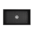 thumbnail image 6 of BOCCHI Contempo Apron Front Fireclay 33 in. Single Bowl Kitchen Sink with Protective Bottom Grid and Strainer in Matte Dark Gray, 6 of 6