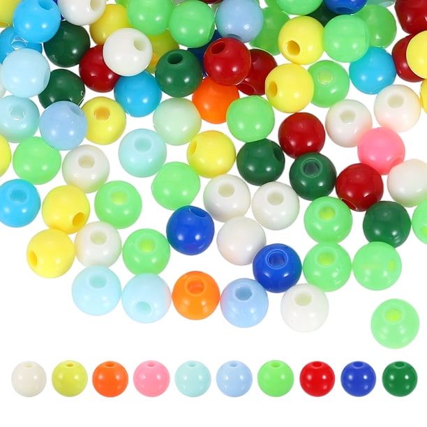 Uxcell 100pcs Cuentas Redondas de Acrílico de Color Oscuro Aleatorio de 6mm Diámetro 1.9mm Agujero Bolas de Resina Plástica Sueltas para Hacer Joyas Pulseras Collares Aretes DIY