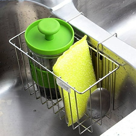 Kitchen Sponge Holder, Aiduy Sink Caddy Brush Soap Dishwashing Liquid Drainer Rack
