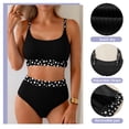 thumbnail image 2 of Eytino Bathing Suits for Women High Waisted Textured Bikini Set Floral Print Scoop Neck Swimsuit Black S, 2 of 6