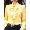 thumbnail image 4 of Blusa Elegante De Manga Larga Con Lazo Y Volantes En Amarillo, 4 of 30