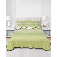 thumbnail image 2 of Quilts Twin Size Bedding Set, Green Wooden Grain Lightweight Quilted Comforter, Vintage Chic Geometric Gradient Soft Reversible Bedspread Coverlet with Pillow Covers for All Season, 68" x 86", 2 of 7