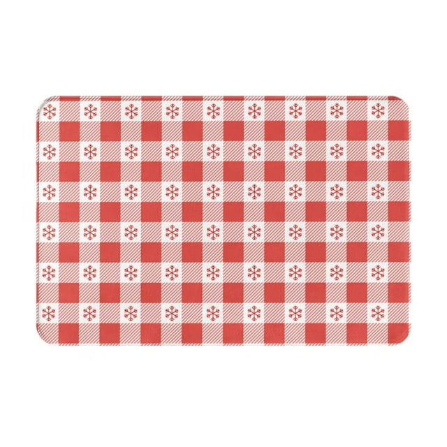 KLL Tapis de Porte à Carreaux de Noël avec Imprimé Flocons de Neige pour Entrée Intérieure Extérieure, Tapis Antidérapant Tout Temps pour Patio Porche Entrée, 23.6 Pieds'x15.7 Pieds'