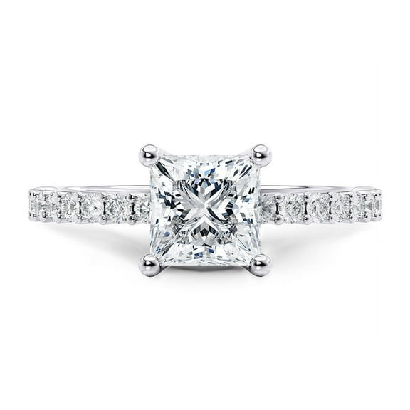Brilliant 1.8 Ct Princess Cut Moissanite Ring with Accents – Women’s 925 Sterling Silver Jewelry