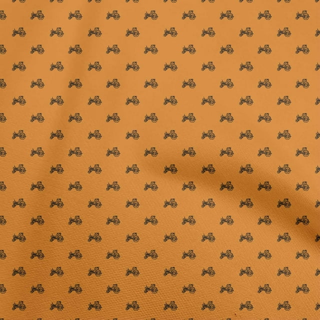 oneOone Georgette Viscose Orange Fabric Tractor Sewing Material Print Fabric By The Yard 42 Inch Wide