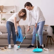 FGY Broom and Dustpan Set with Removable Handle for Indoor and Pet (Blue)