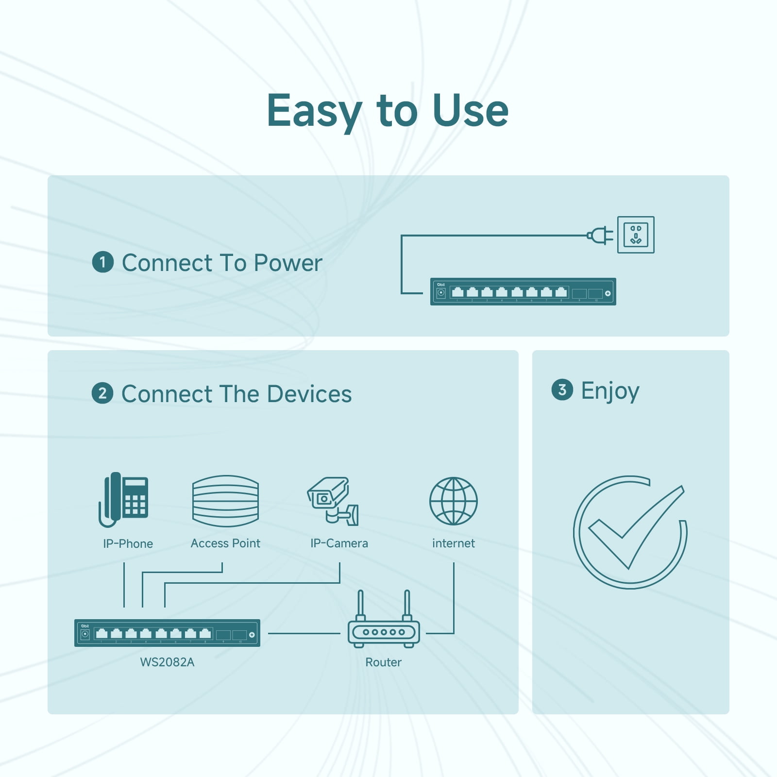Dbit 10-Port Gigabit Network Switch Unmanaged PoE Switch with 8 PoE+ Ports @125W with 2 Combo SFP Slots