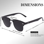 LINVO Polarized Sunglasses for Men and Women Club Semi-rimless Retro Shades for Driving UV 400 Protection-2 Pack