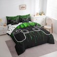 thumbnail image 3 of jejeloiu Teen Video Game 7-Piece Bedding Comforter Set,Gamepad Game Lover King Bedding Sets,Green Black Bed Sheets For Boys,Ultra Soft Home Decor Reversible, 3 of 8