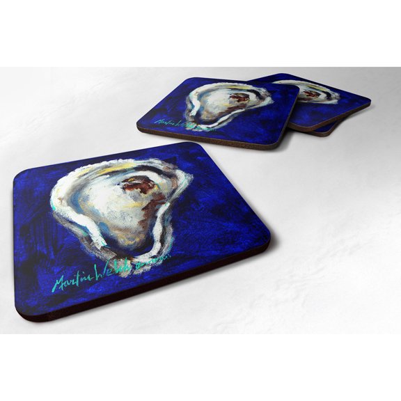 Carolines Treasures MW1047FC Oyster One Shell Foam Coaster Set of 4 3 1/2 x 3 1/2 multicolor