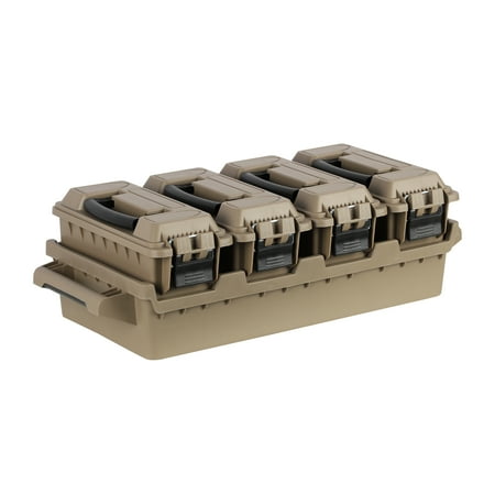 Four-Can .30 Cal Ammo Can Crate Dark Earth Plastic Stackable Storage Boxes