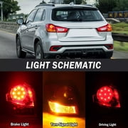 MZORANGE Left Side Outer Rear Tail Light Stop Lamps for Mitsubishi Outlander Sport ASX 2011-19 Driver Side with Bulbs