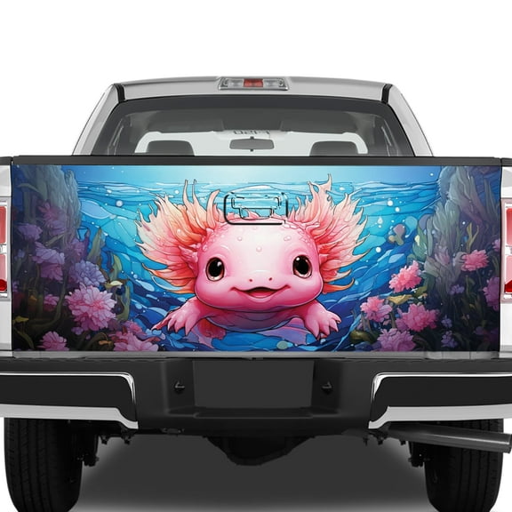 Lotusprinthandmade Axolotl Animal Tailgate Wrap 2 Sizes (24"x58"), truck tailgate decal axolotl lovers