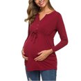 thumbnail image 4 of KIHOUT Maternity Blouse V-Neck Long Sleeve Bandage Solid Color Breast-Feeding Pregnant Nursing Tops, 4 of 9