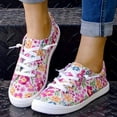 thumbnail image 2 of NOKIO Women Canvas Sneakers Cute Walking Shoes Classic Canvas Shoes Comfort Lace Up Tennis Shoes Lightweight Textile Flats Women Shoes Fashion Floral Casual Shoes, 2 of 7