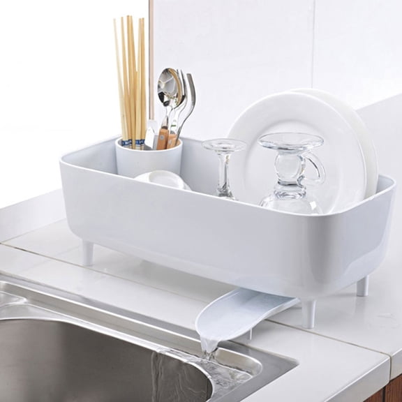 STRANDCHIC 1Pc White Plastic Dishware Storage Rack with Vertical Drain Design