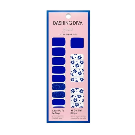Dashing Diva GLOSS Gel Nail Polish Strips, Flor Azul, Includes 32 Strips