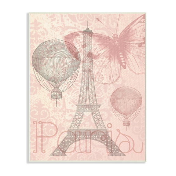 The Stupell Home Decor Collection Eiffel Tower with Hot Air Balloon Wall Art