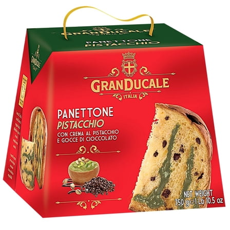 GRANDUCALE Panettone Pistacchio 750g - Italian Panettone Cake with Pistachio Cream and Chocolate chips