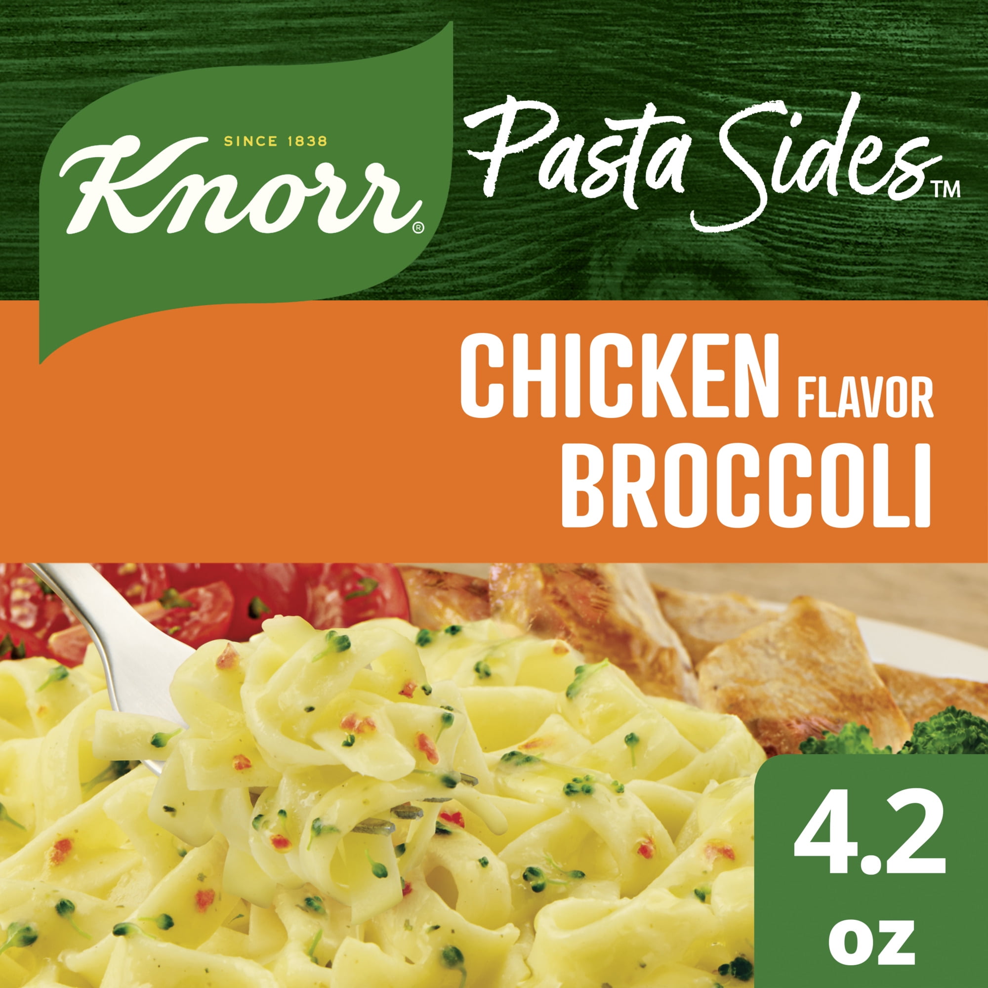 Knorr Pasta Sides Chicken Broccoli, Fettuccine Pasta, Cooks in 8 Minutes, No Artificial Flavors, No Colors from Artificial Sources, No Added MSG, 4.2 Oz