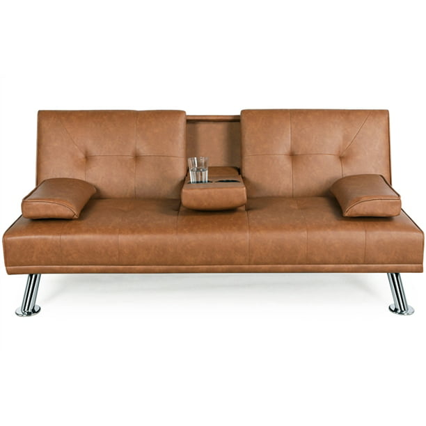 Luxurygoods Modern Faux Leather, Brown Faux Leather Sleeper Sofa