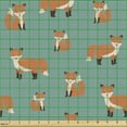 thumbnail image 2 of Ambesonne Cartoon Fabric by the Yard Upholstery, Repetitive Pattern of Foxes, 1 Yard, Burnt Sienna and Laurel Green, 2 of 5