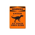 thumbnail image 2 of Dinosaur Warning Novelty Sign, Metal Wall Decor - 10x14 inches, 2 of 4