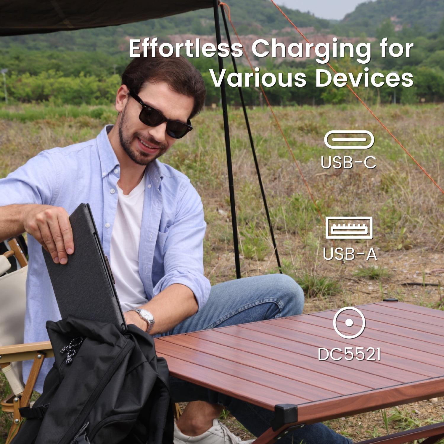 34W Foldable Portable Solar Charger, Backpacking Solar Panel IP67 Water and Dust Resistance, PD3.0 QC3.0 Ultra-Fast Charging for Outdoor Camping Hiking