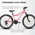 thumbnail image 6 of 26 Inch Women Mountain Bike, 21 Speed Mountain Bicycle with Front Suspension, Carbon Steel Frame and Dual V-Brakes, Trail Commuter City Bike MTB for Women, Pink, 6 of 7