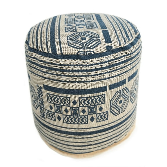 Home&Manor Wool Cotton Imani Round Pouf