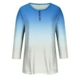 thumbnail image 4 of Admvng Women Blouses Round Neck Button Quarter Sleeve 3/4 Sleeve T-shirt Loose Top, Size S-3XL, 4 of 4
