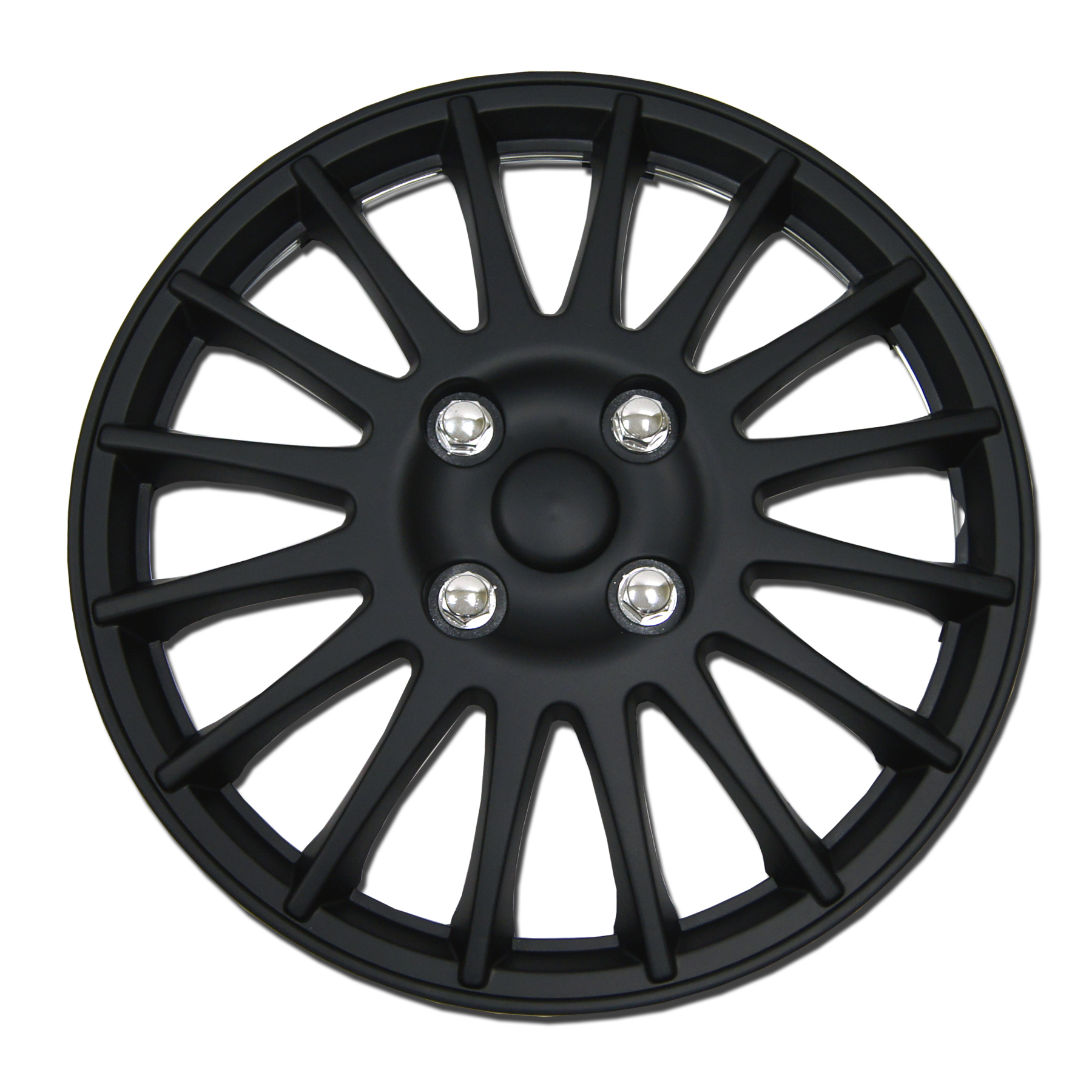 Set of 4 Matte Black Hubcaps 16" WSC611B16 Hub Caps Wheel Skin Cover