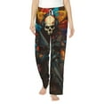 thumbnail image 2 of Goofa Vibrant Skull Soldier Printed Soft Pajama Pants for Women, Wide Leg Comfy Casual Lounge Yoga Pants-Large, 2 of 9