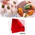 thumbnail image 2 of 100 piezas de papel de aluminio dorado de imitación de hoja de papel para manualidades de uñas rojo de doble cara, 2 of 9
