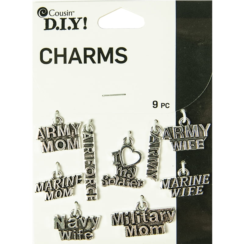 DIY 9pc Silver Military Charms